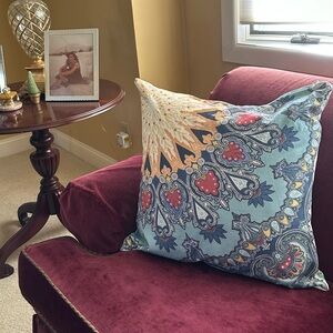 Pottery Barn Blue and Red Mandala Accent Pillow Cover